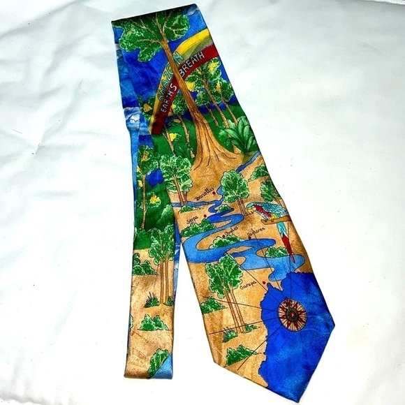 Mens silk Pierre Balmain Amazon graphic colorful tie - Picture 1 of 4